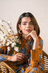 Ayla Studio Stitched PRINTED ESSENTIAL 2PC CO-ORD - Saffron Yellow